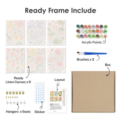 Pastel Folk Floral mini paint by numbers – image 20