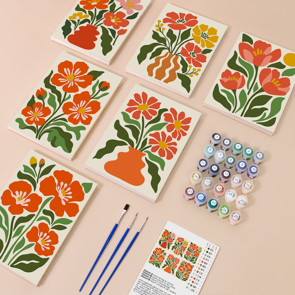 Bold Red Floral mini paint by numbers – image 1