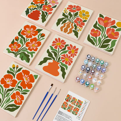 Bold Red Floral mini paint by numbers – image 1