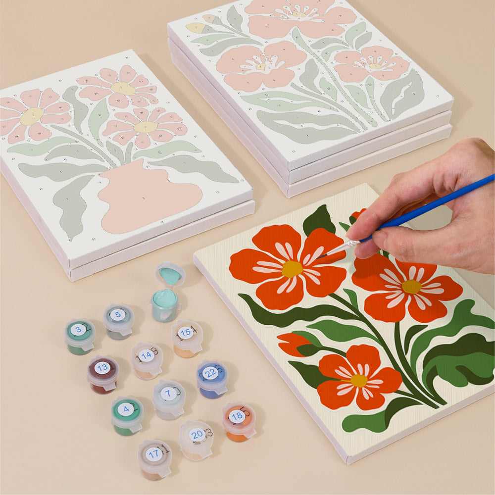 Bold Red Floral mini paint by numbers – image 4