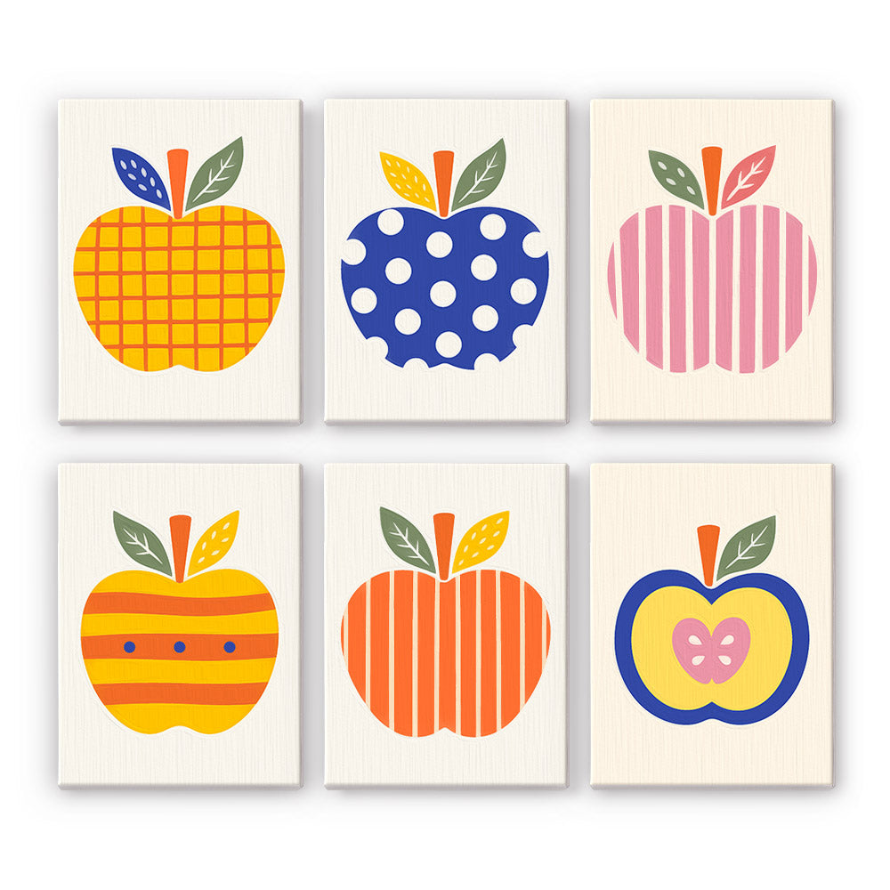 Colorful Patterned Apples mini paint by numbers – image 7