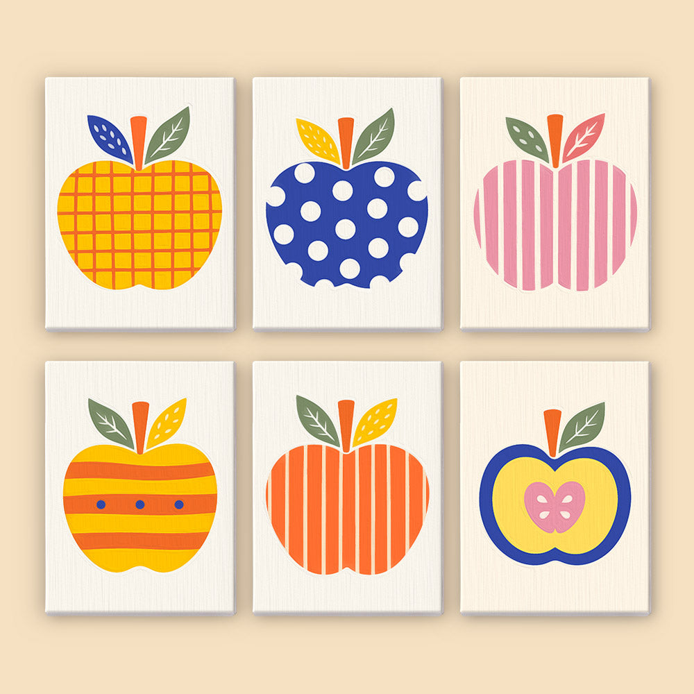 Colorful Patterned Apples mini paint by numbers – image 8