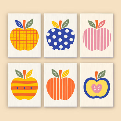 Colorful Patterned Apples mini paint by numbers – image 8