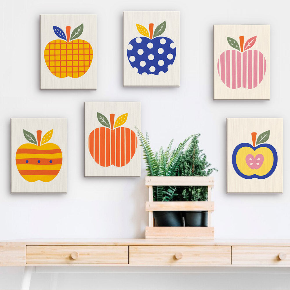 Colorful Patterned Apples mini paint by numbers – image 15