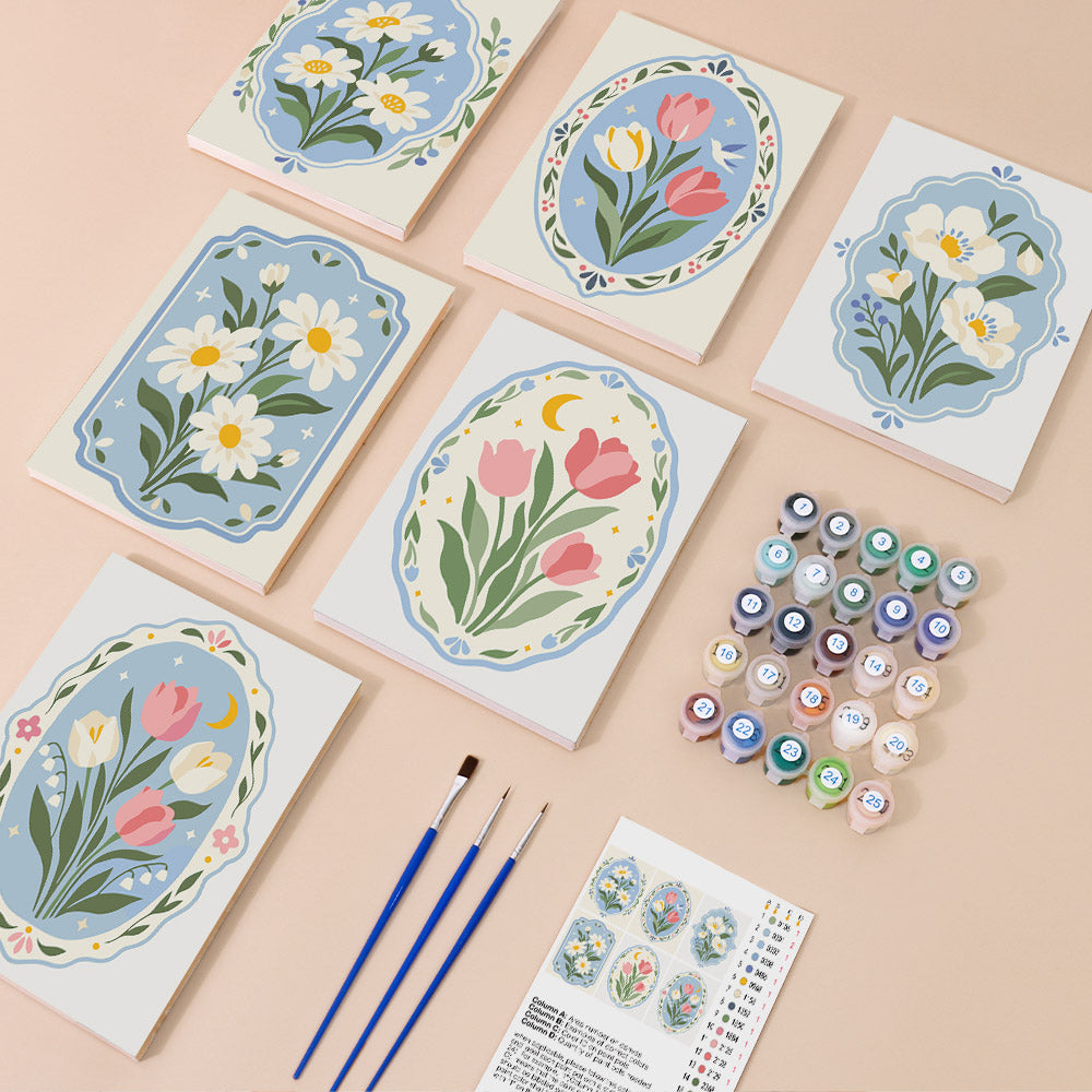Blue Floral Medallions mini paint by numbers – image 1