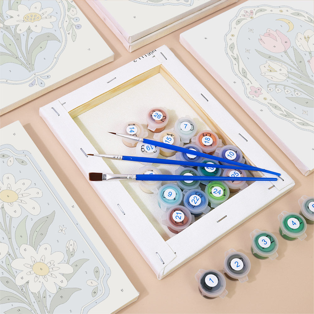 Blue Floral Medallions mini paint by numbers – image 2