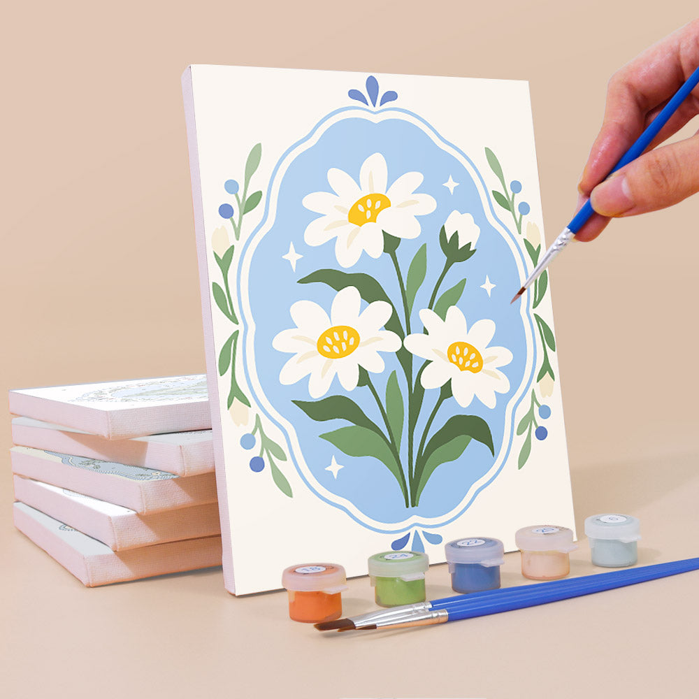 Blue Floral Medallions mini paint by numbers – image 3