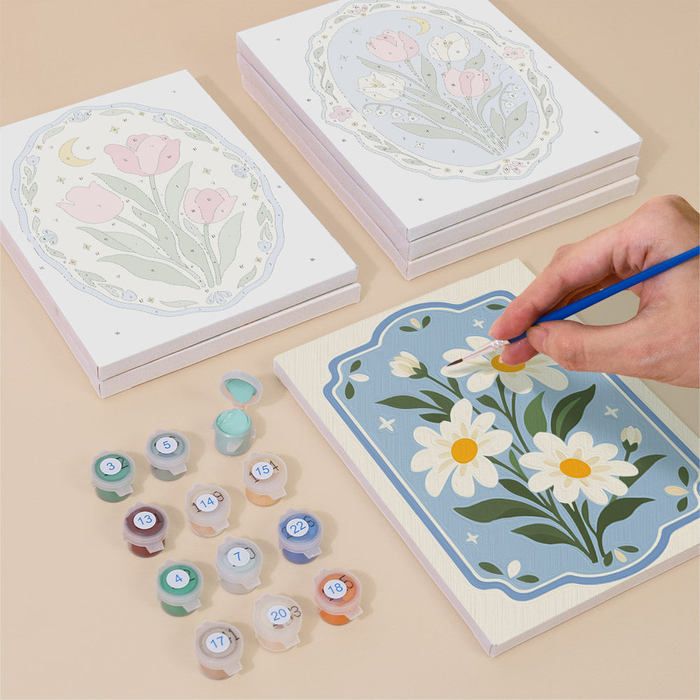 Blue Floral Medallions mini paint by numbers – image 4