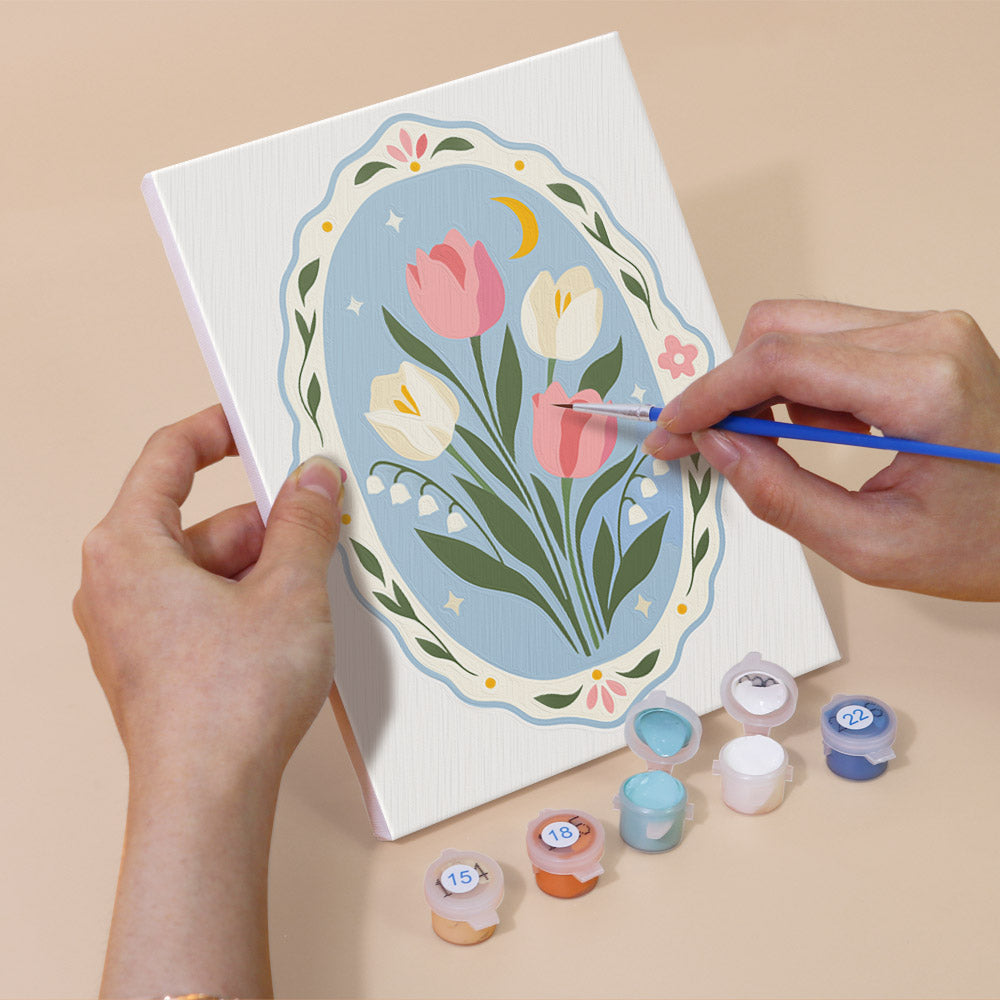 Blue Floral Medallions mini paint by numbers – image 5