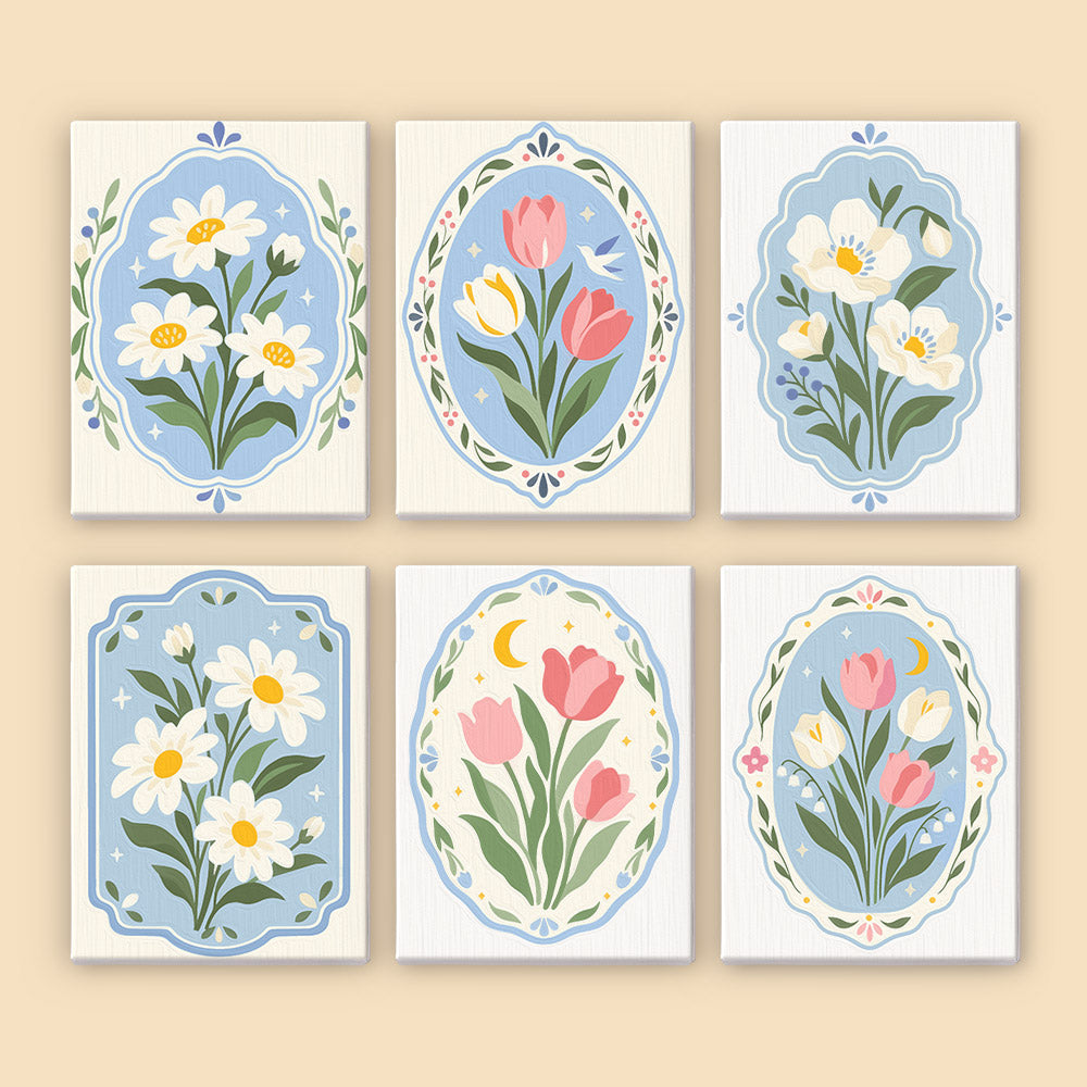 Blue Floral Medallions mini paint by numbers – image 8