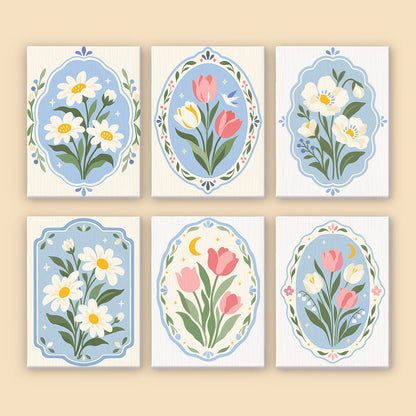 Blue Floral Medallions mini paint by numbers – image 8