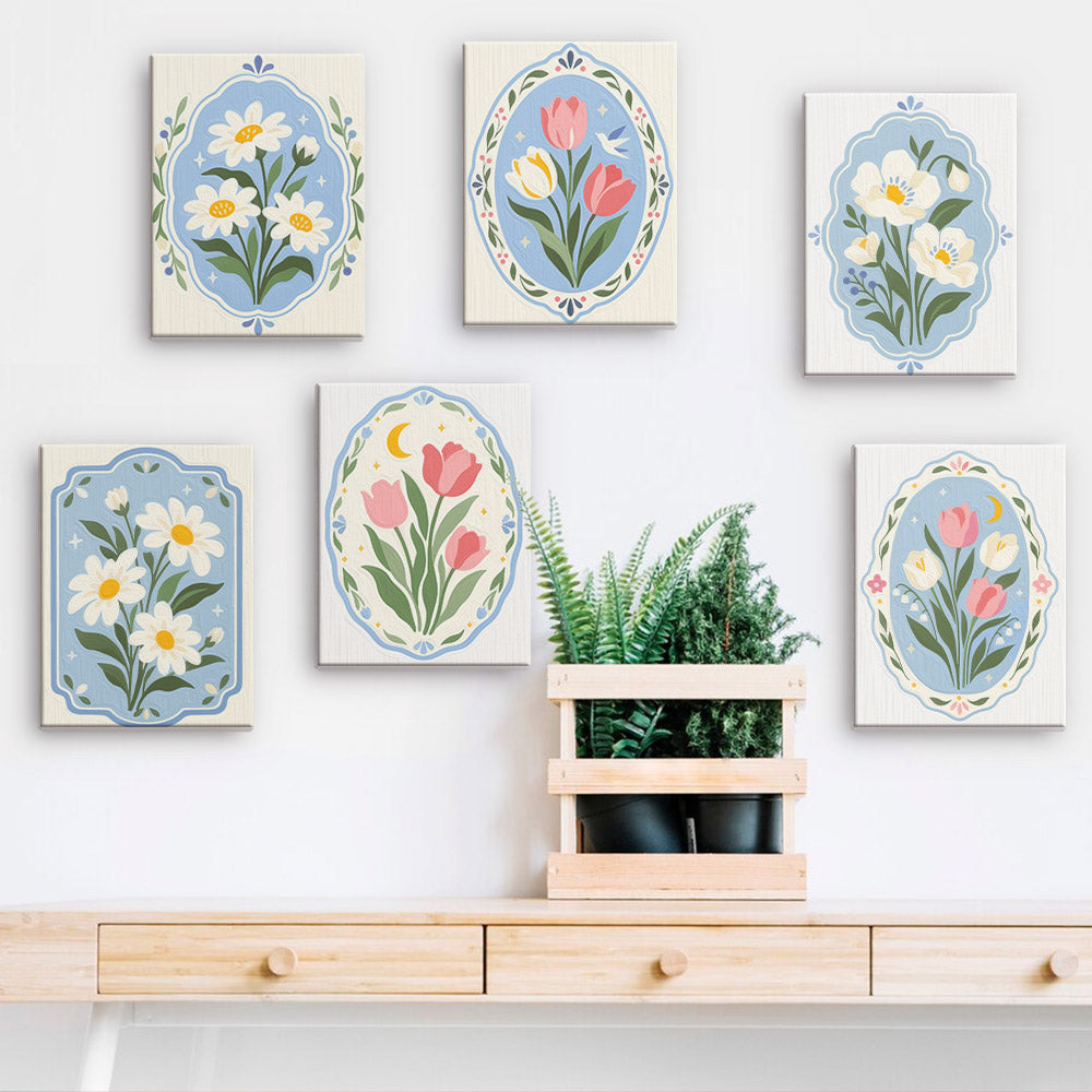 Blue Floral Medallions mini paint by numbers – image 15