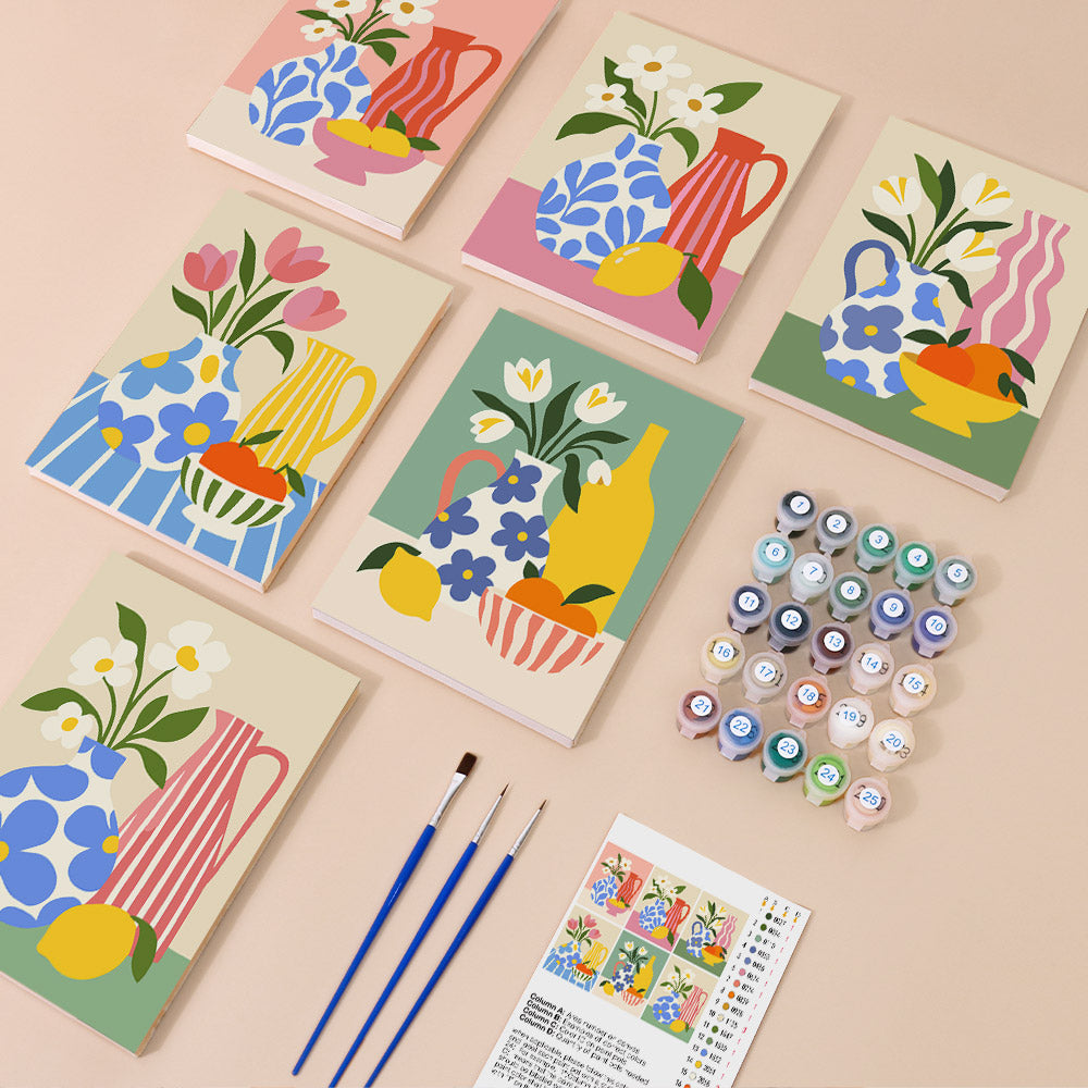 Colorful Vase and Fruit mini paint by numbers – image 1