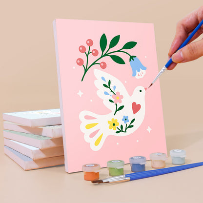 Floral Peace Doves mini paint by numbers – image 3