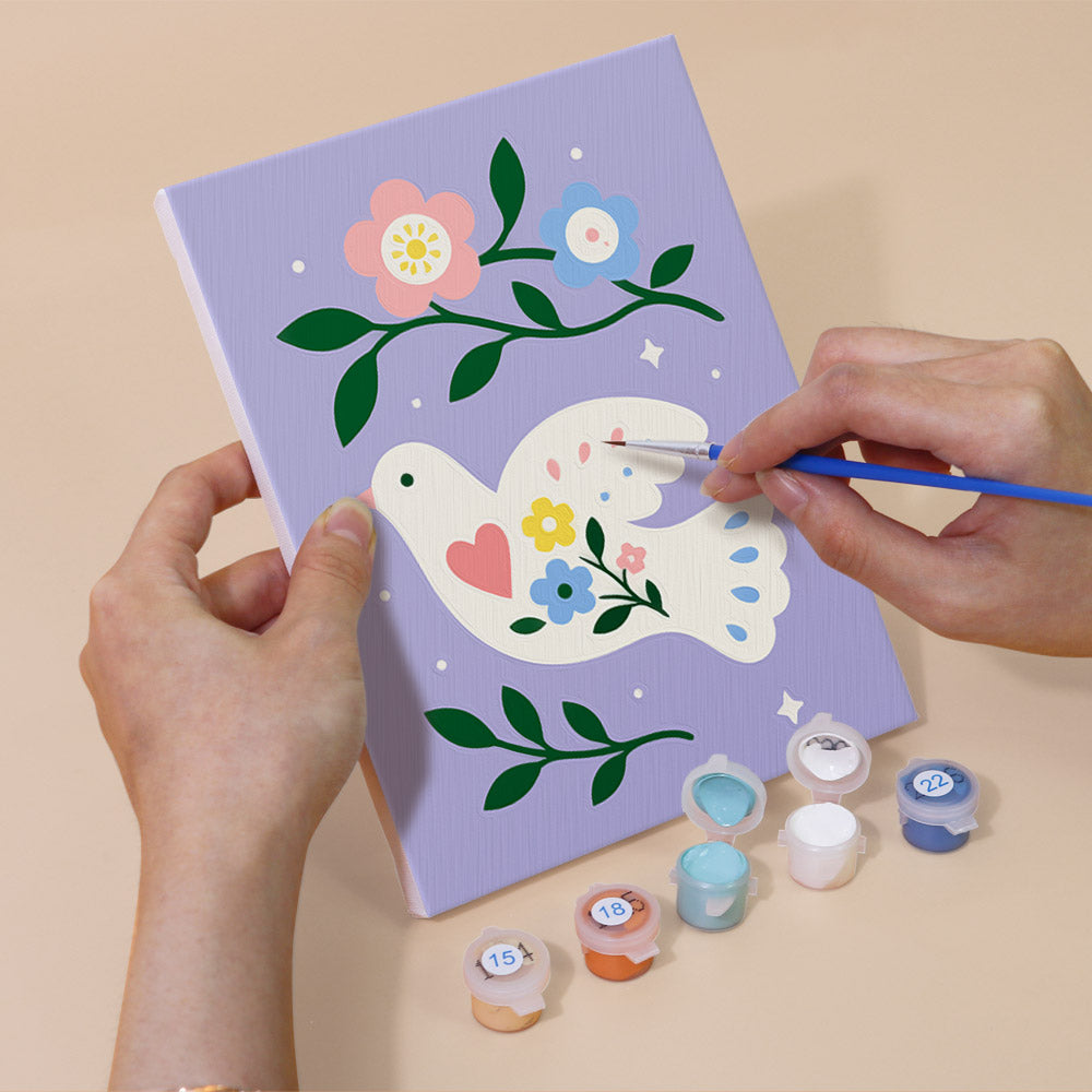 Floral Peace Doves mini paint by numbers – image 5