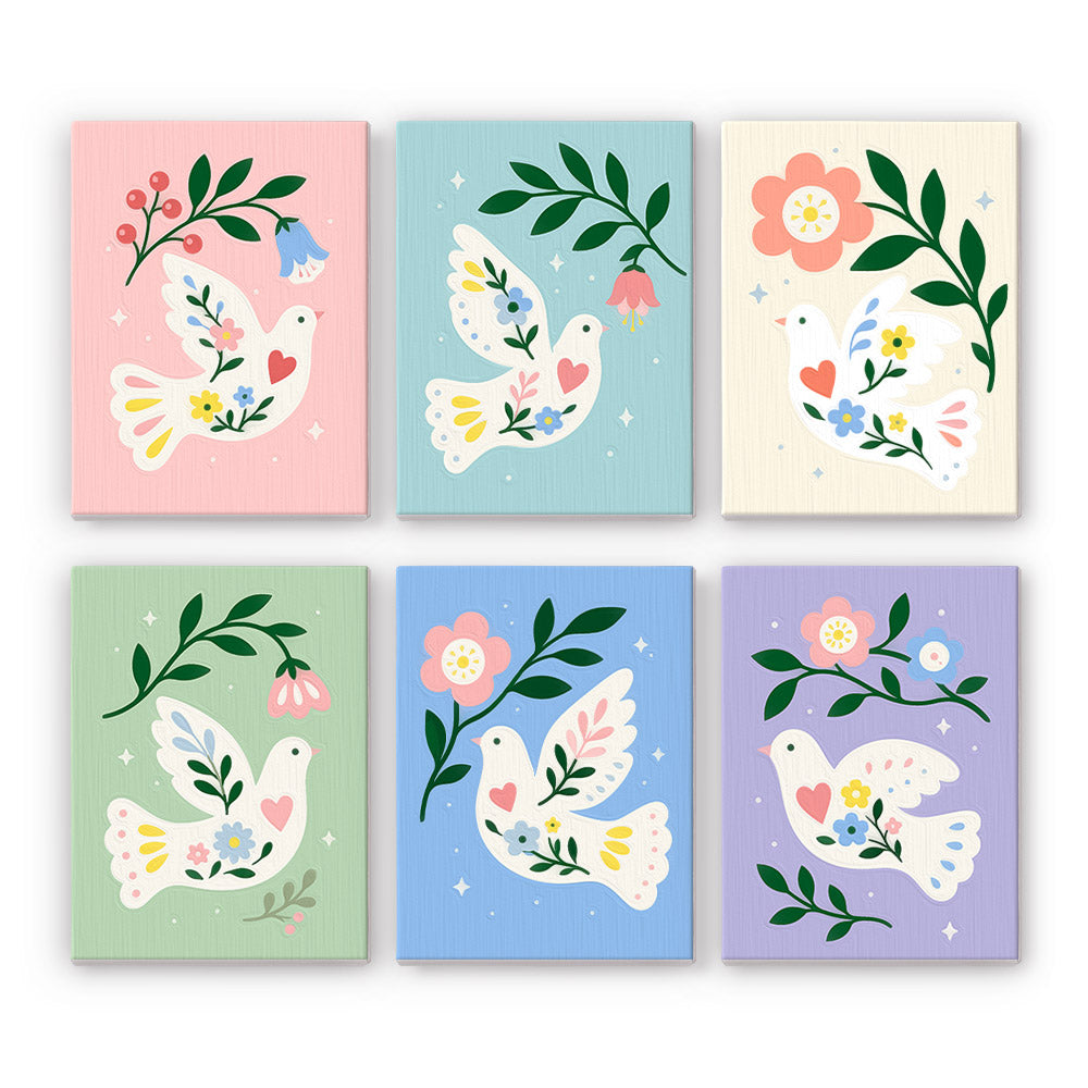 Floral Peace Doves mini paint by numbers – image 7
