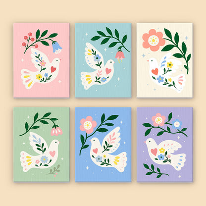 Floral Peace Doves mini paint by numbers – image 8