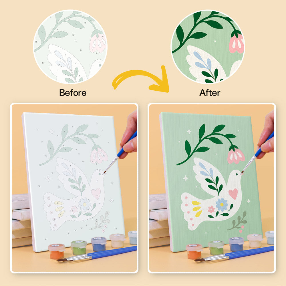 Floral Peace Doves mini paint by numbers – image 10
