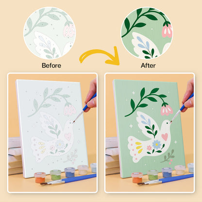 Floral Peace Doves mini paint by numbers – image 10