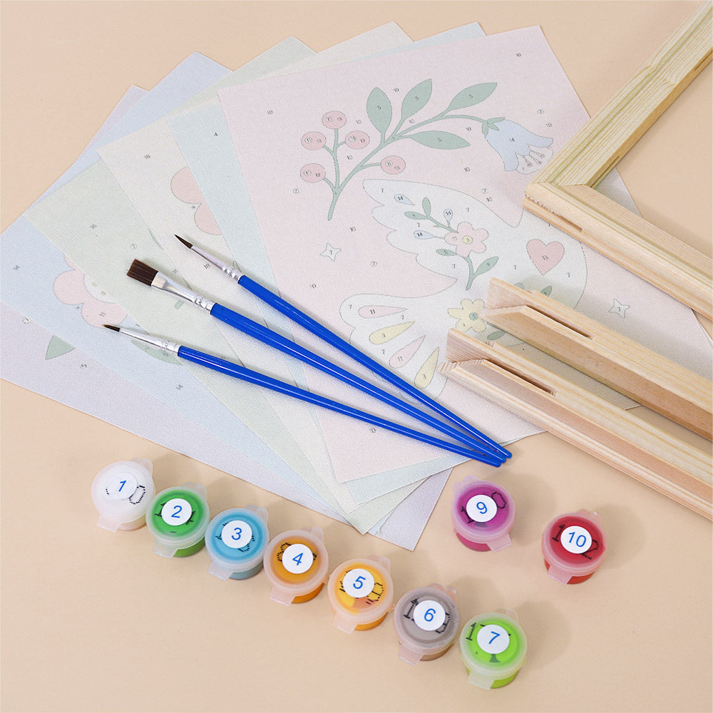 Floral Peace Doves mini paint by numbers – image 11