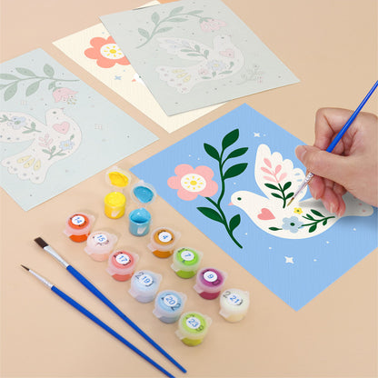 Floral Peace Doves mini paint by numbers – image 12