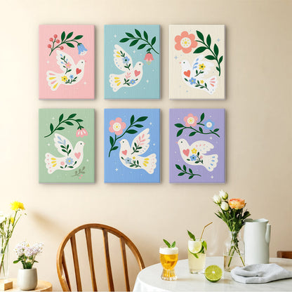 Floral Peace Doves mini paint by numbers – image 14