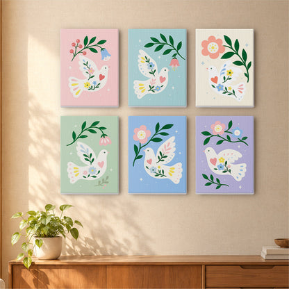 Floral Peace Doves mini paint by numbers – image 16