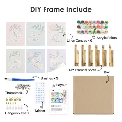 Floral Peace Doves mini paint by numbers – image 18