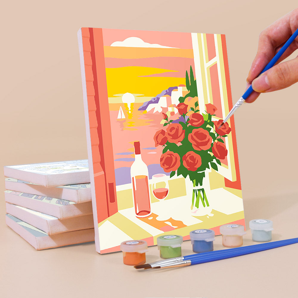 Open Window Sea View Bouquets mini paint by numbers – image 3