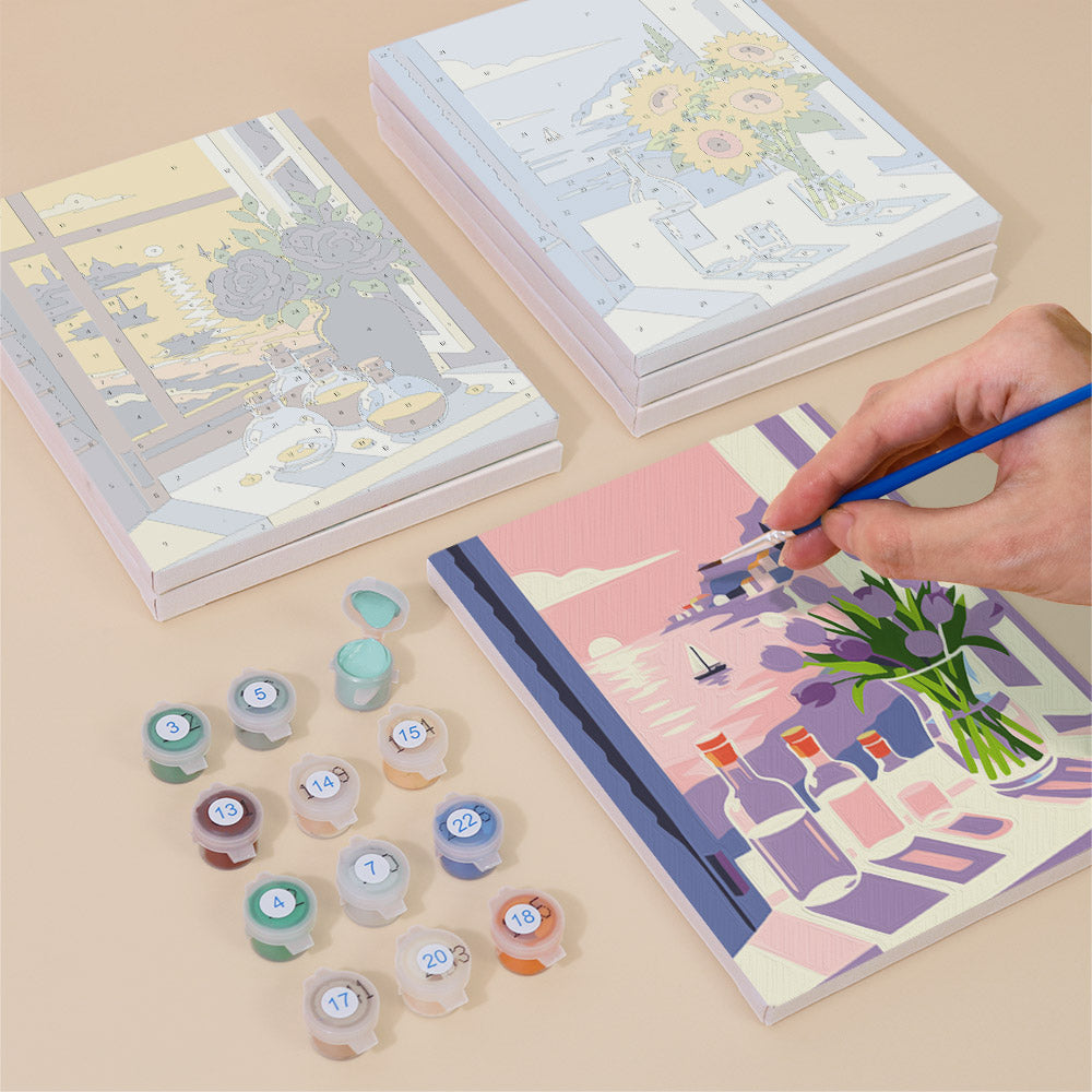 Open Window Sea View Bouquets mini paint by numbers – image 4
