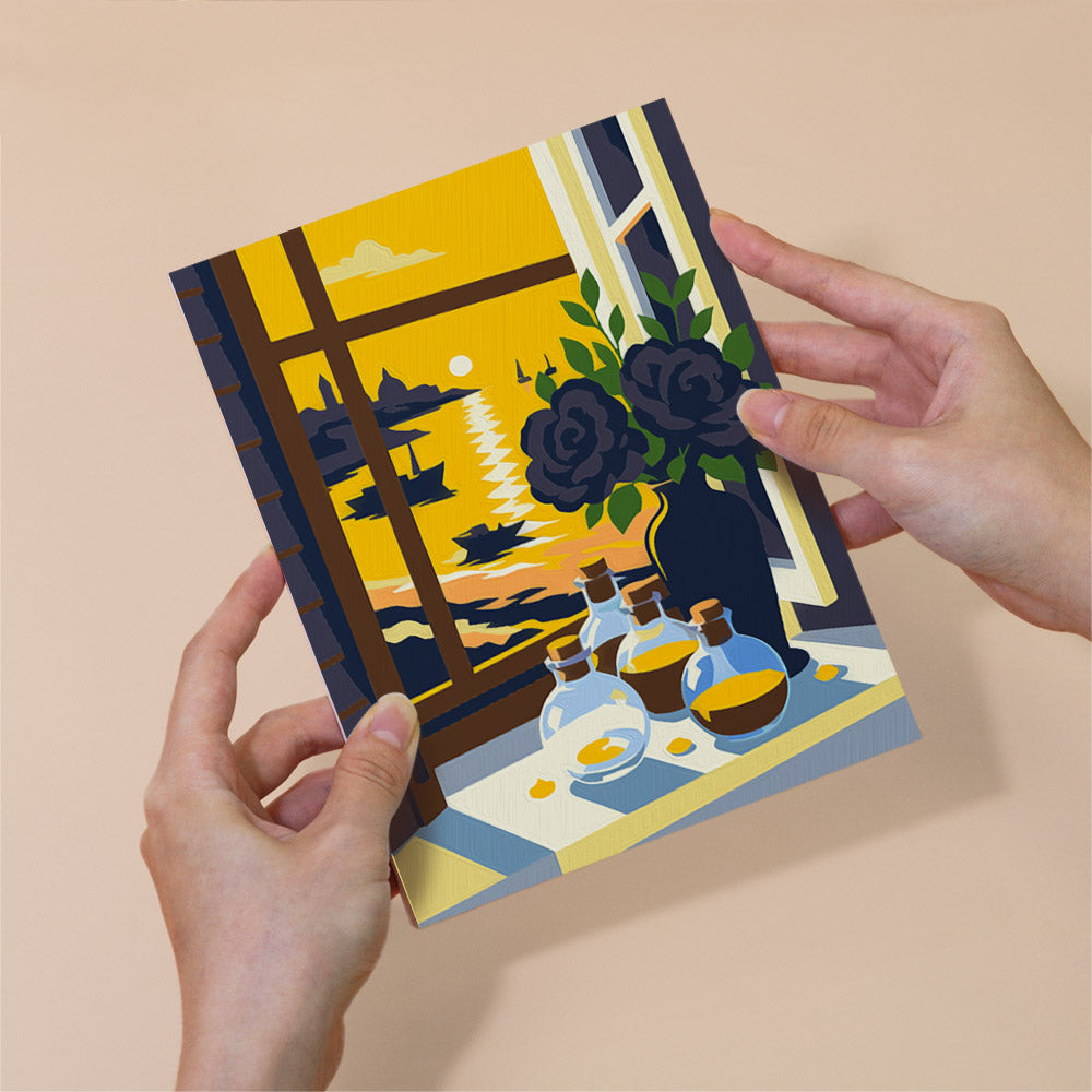 Open Window Sea View Bouquets mini paint by numbers – image 6