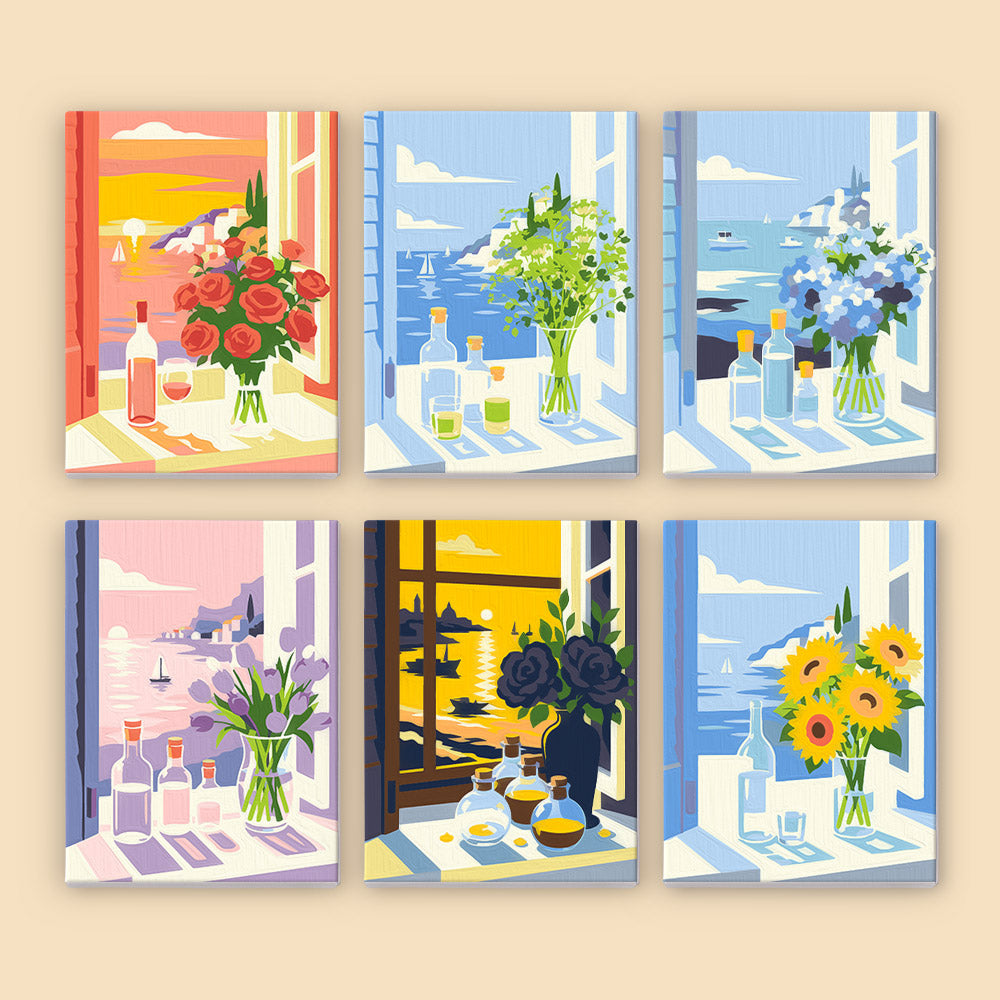Open Window Sea View Bouquets mini paint by numbers – image 8