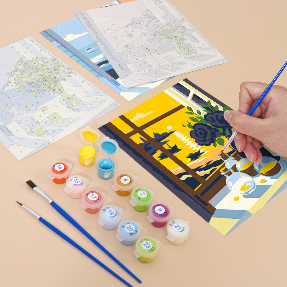 Open Window Sea View Bouquets mini paint by numbers – image 12