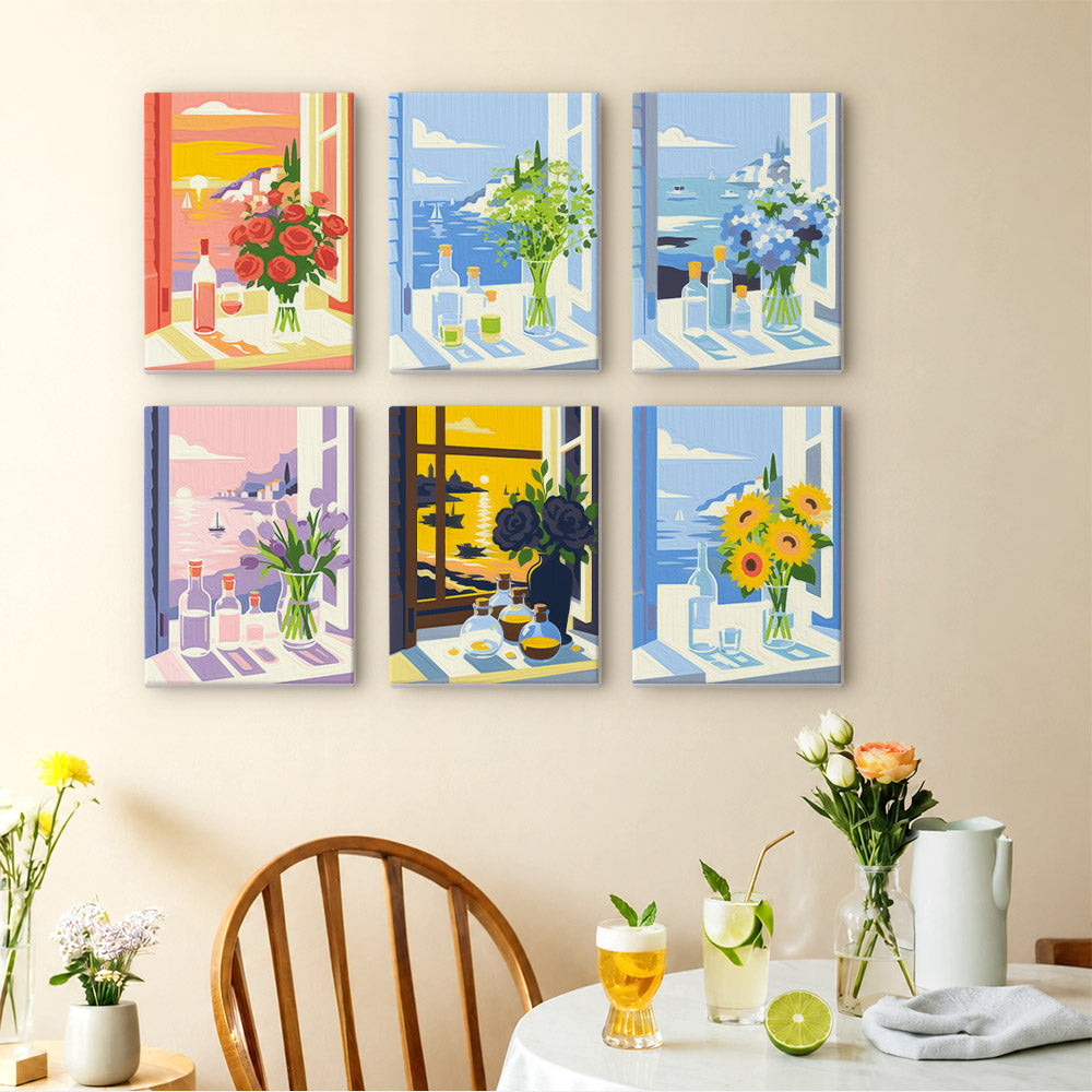 Open Window Sea View Bouquets mini paint by numbers – image 14