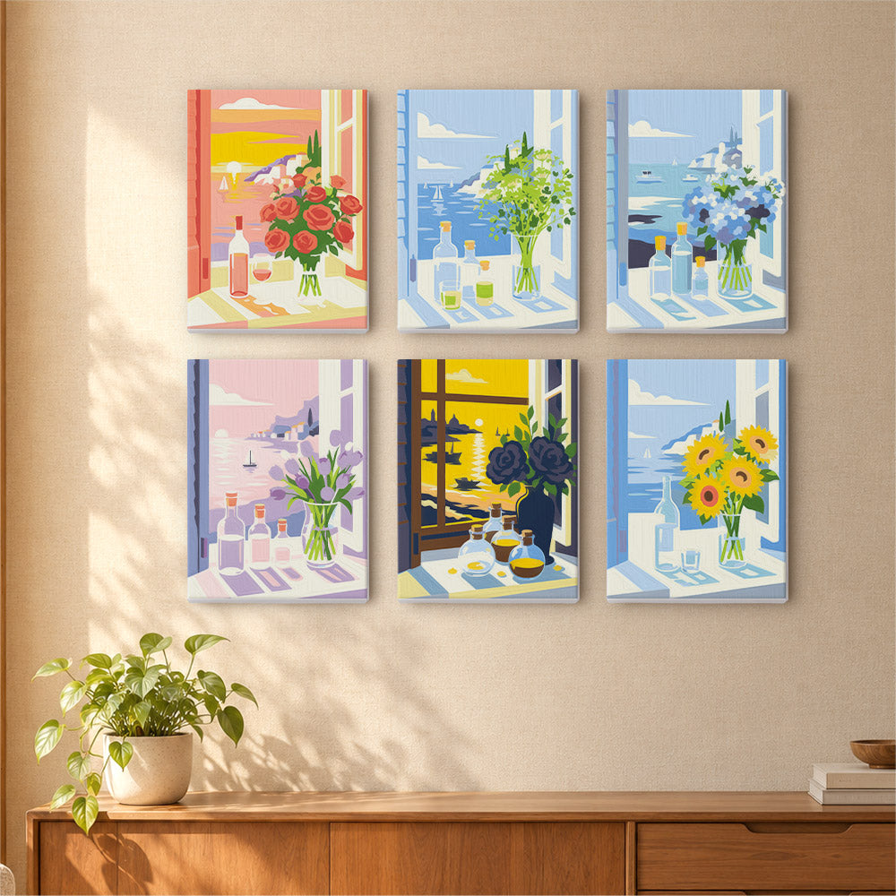 Open Window Sea View Bouquets mini paint by numbers – image 16