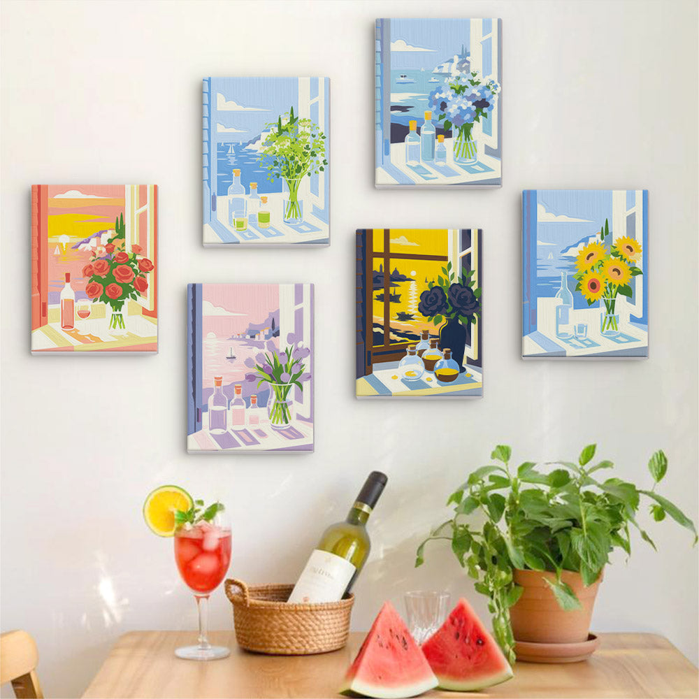 Open Window Sea View Bouquets mini paint by numbers – image 17