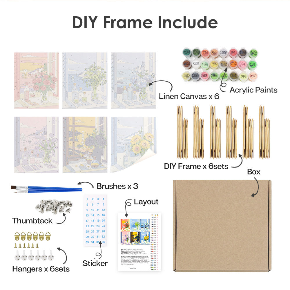 Open Window Sea View Bouquets mini paint by numbers – image 18