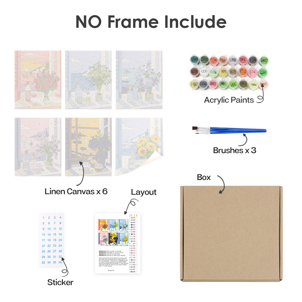 Open Window Sea View Bouquets mini paint by numbers – image 19