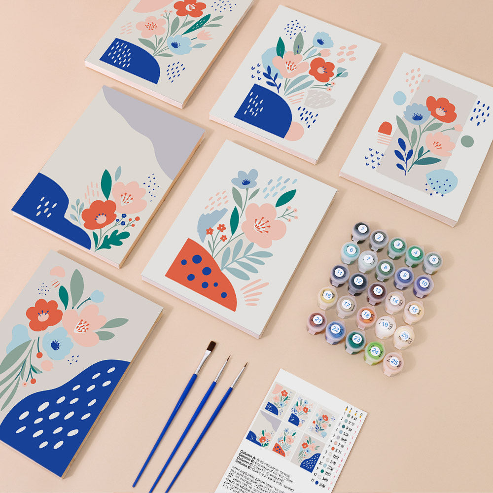 Modern Abstract Floral mini paint by numbers – image 1