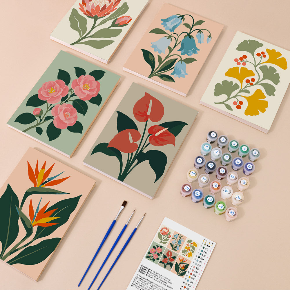 Protea and Bird of Paradise mini paint by numbers – image 1