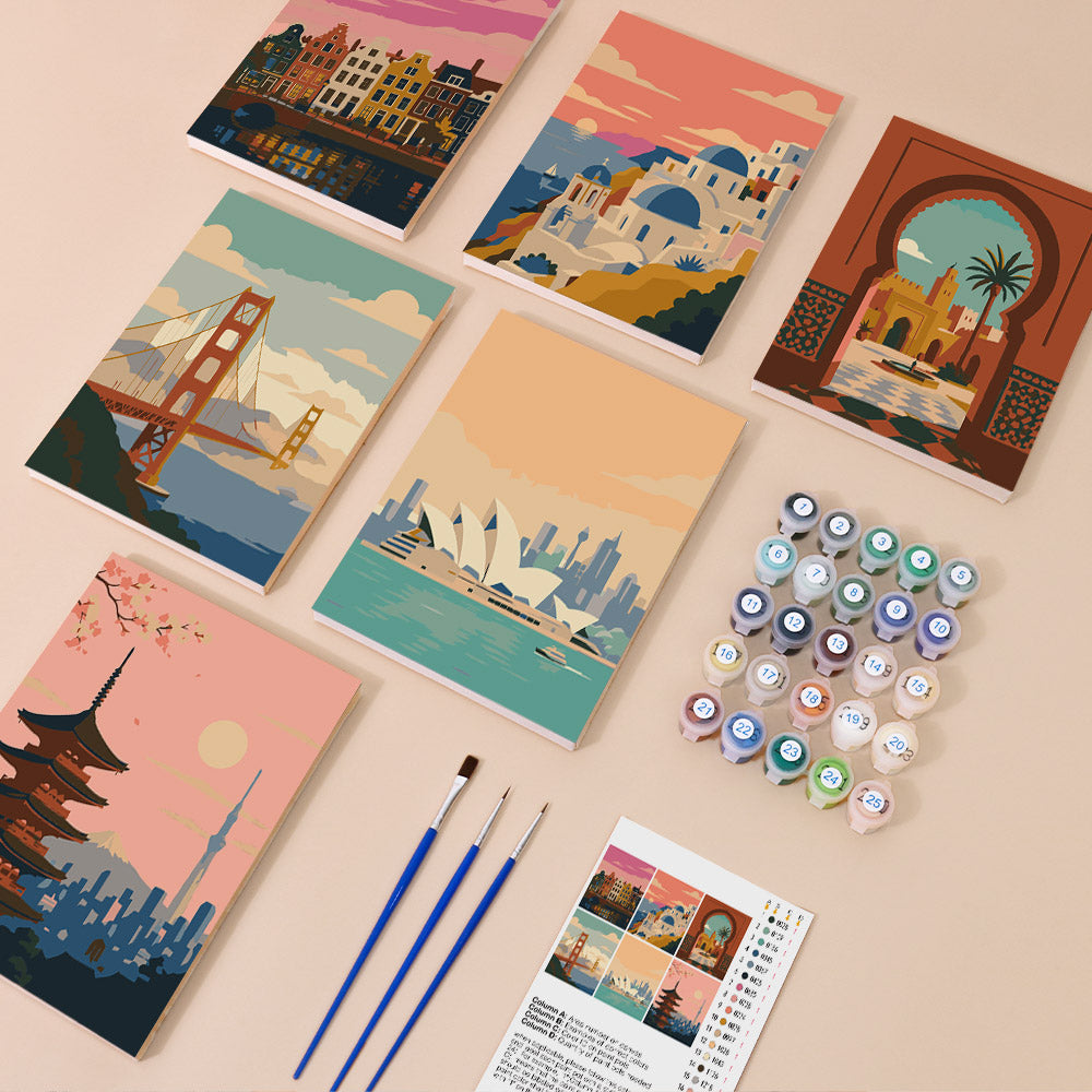 Canal Houses and Harbor Bridges mini paint by numbers – image 1