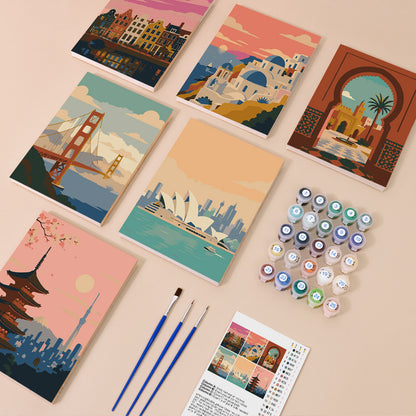 Canal Houses and Harbor Bridges mini paint by numbers – image 1