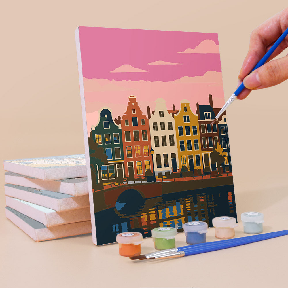 Canal Houses and Harbor Bridges mini paint by numbers – image 3