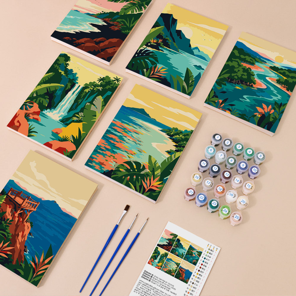 Jungle Waterfall and Lagoon Coves mini paint by numbers – image 1