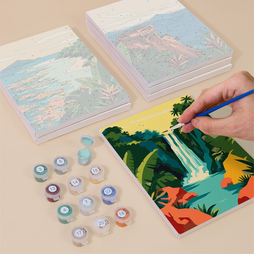 Jungle Waterfall and Lagoon Coves mini paint by numbers – image 4