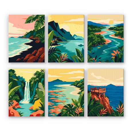 Vibrant Tropical Landscapes mini paint by numbers – image 7