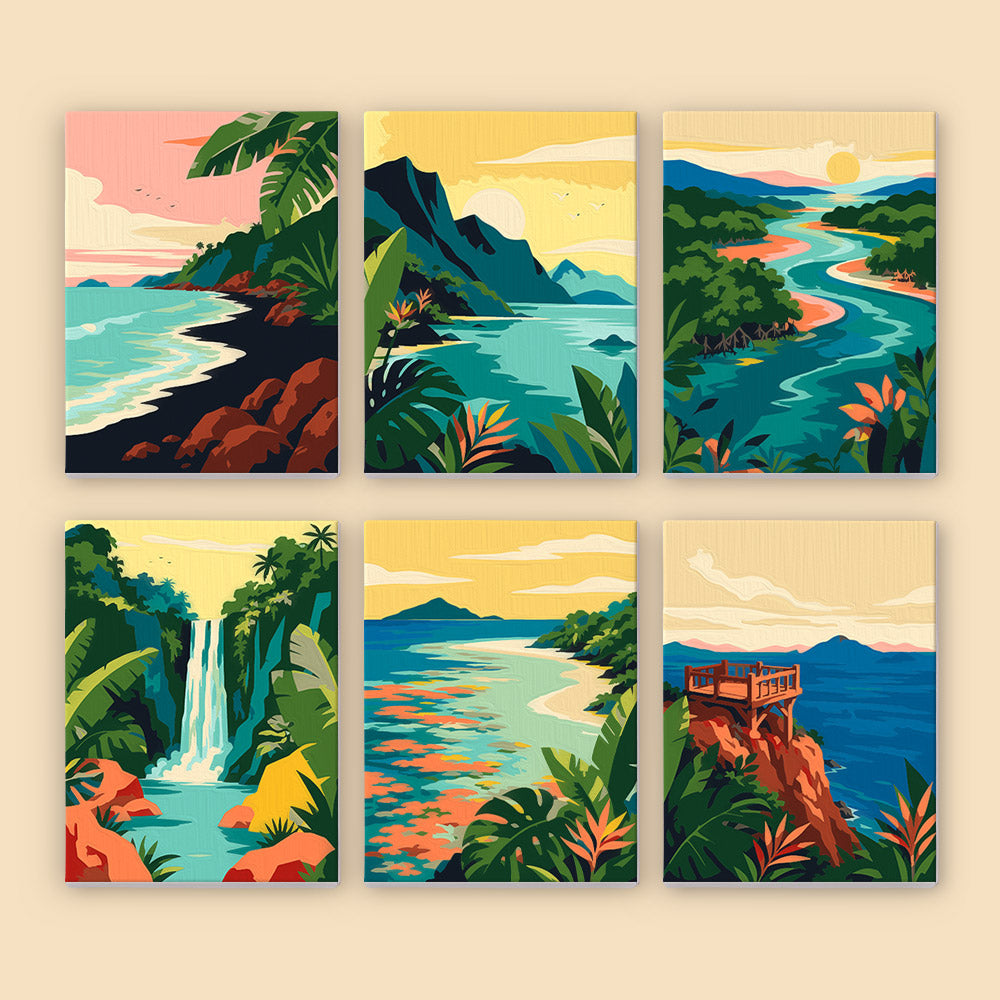 Jungle Waterfall and Lagoon Coves mini paint by numbers – image 8