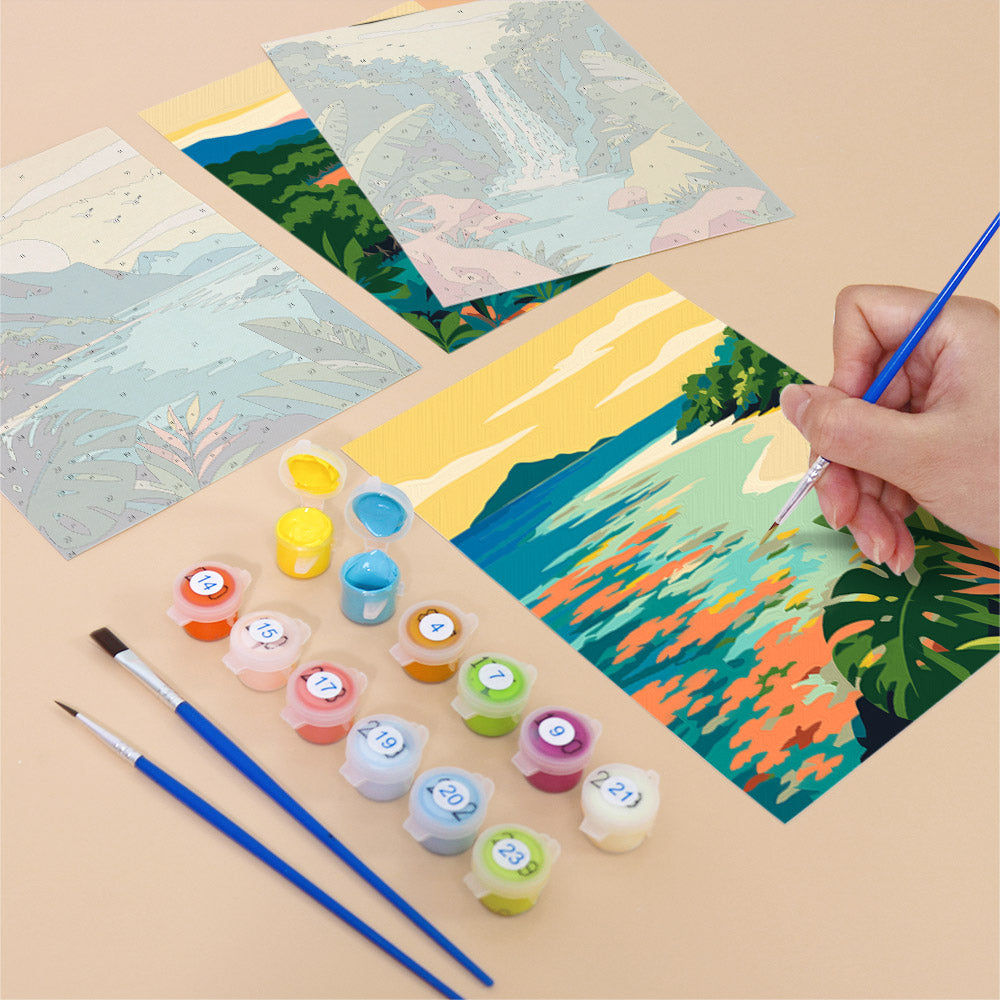 Jungle Waterfall and Lagoon Coves mini paint by numbers – image 12