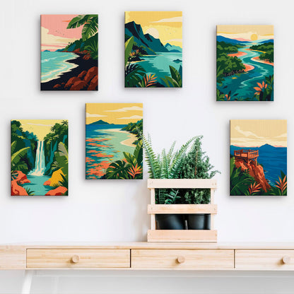Jungle Waterfall and Lagoon Coves mini paint by numbers – image 15