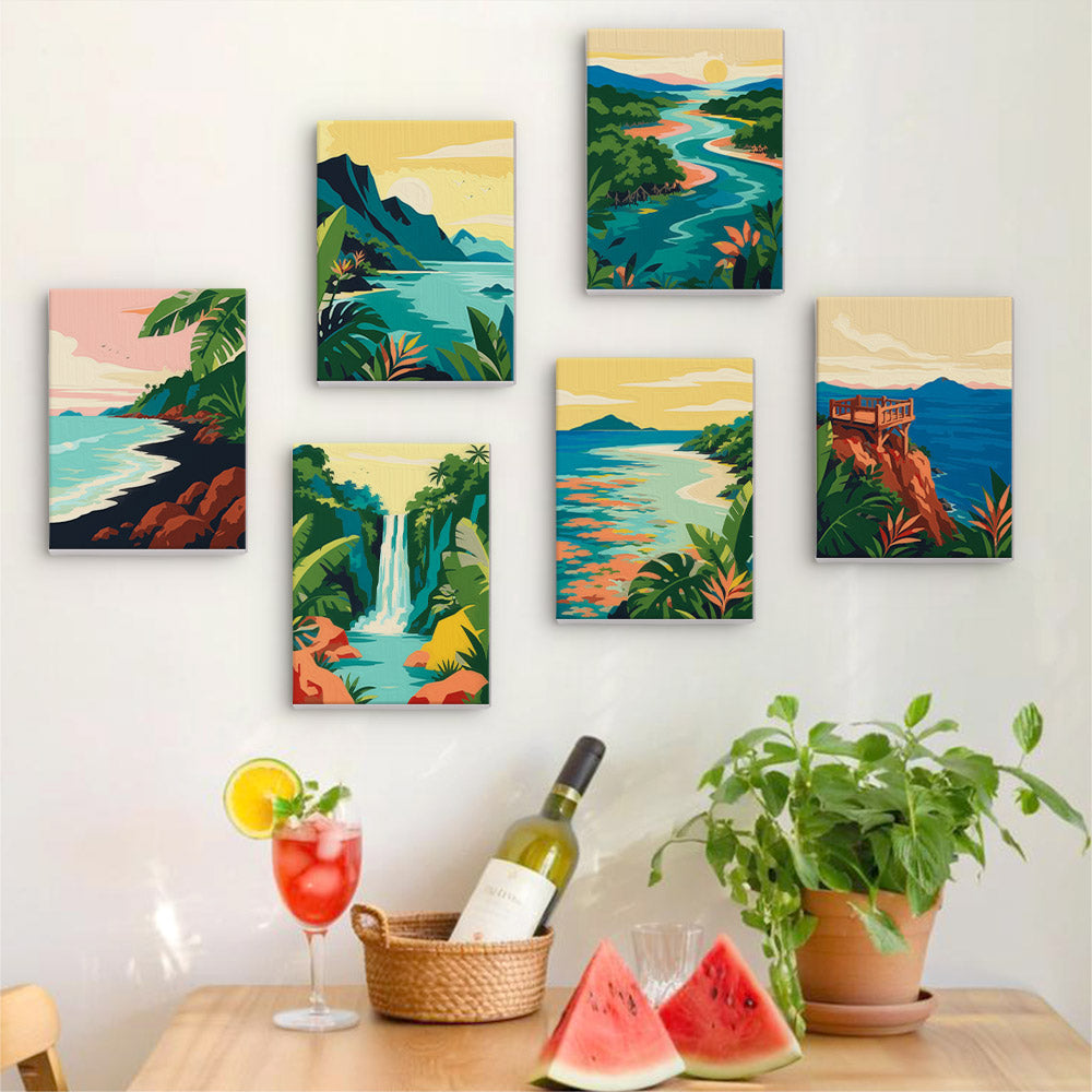 Jungle Waterfall and Lagoon Coves mini paint by numbers – image 17